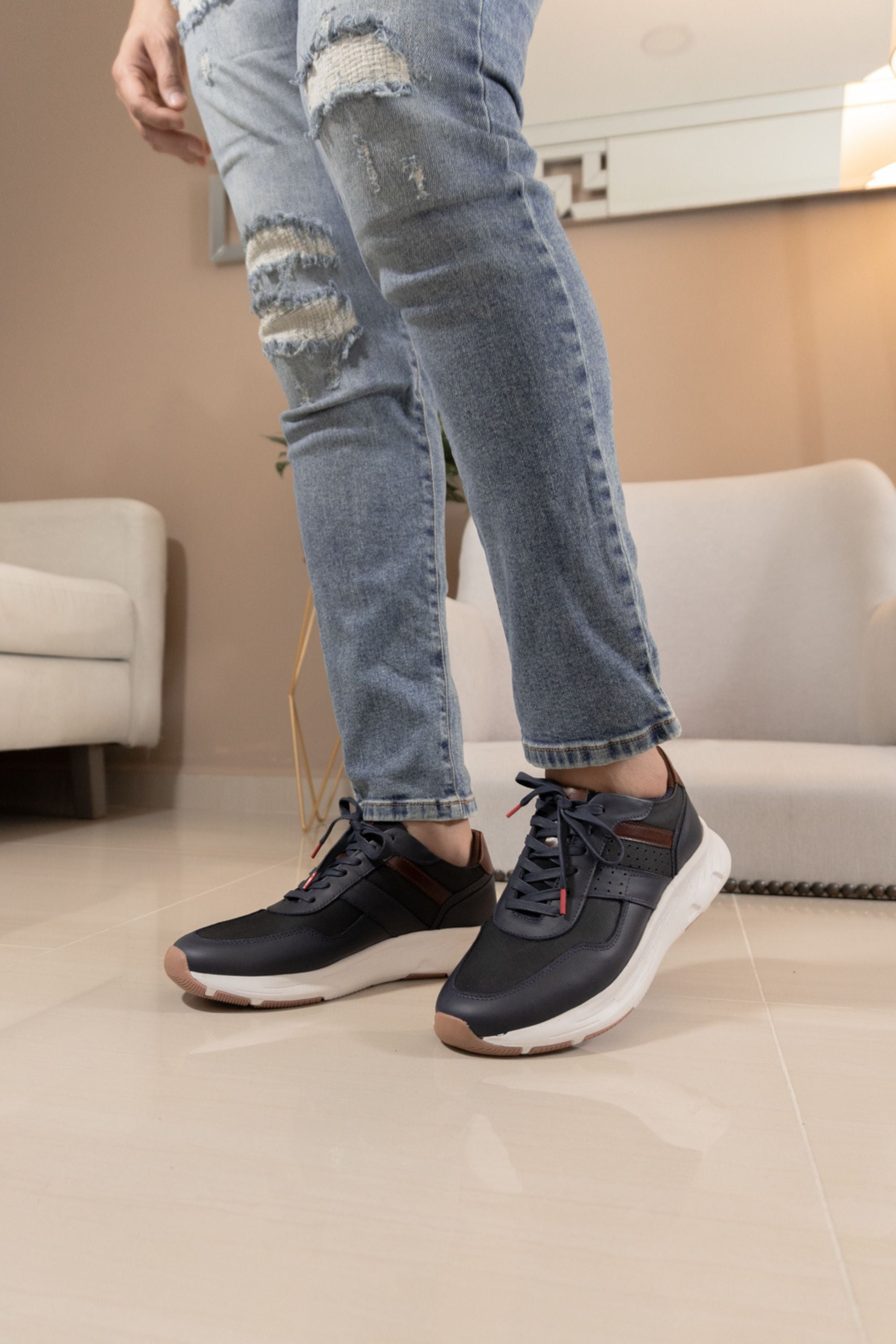 TENIS EN CUERO AZUL | REF: JAMES 6311