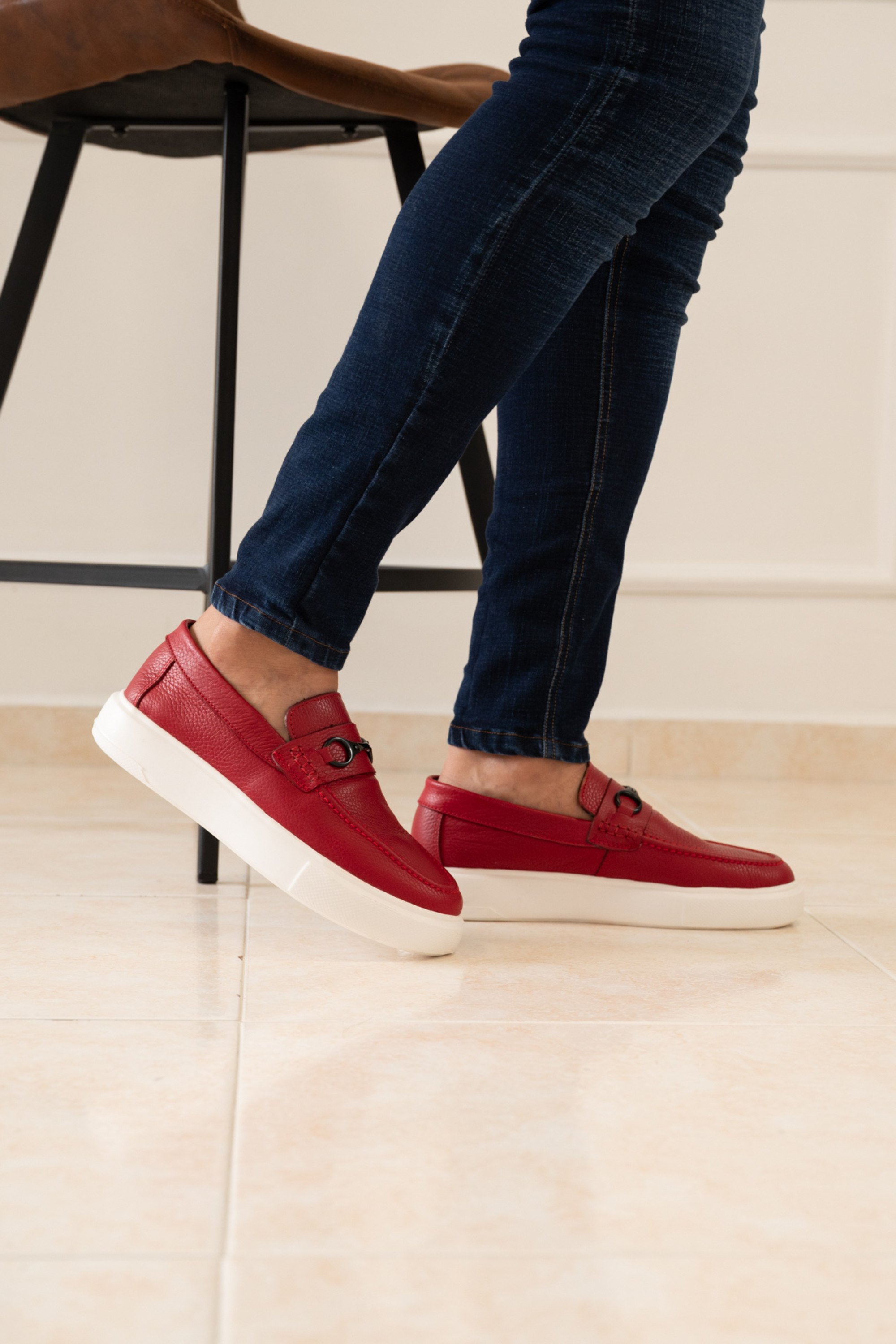 MEN’S LOAFERS IN RED LEATHER | REF: FLOTER BENEVENTO
