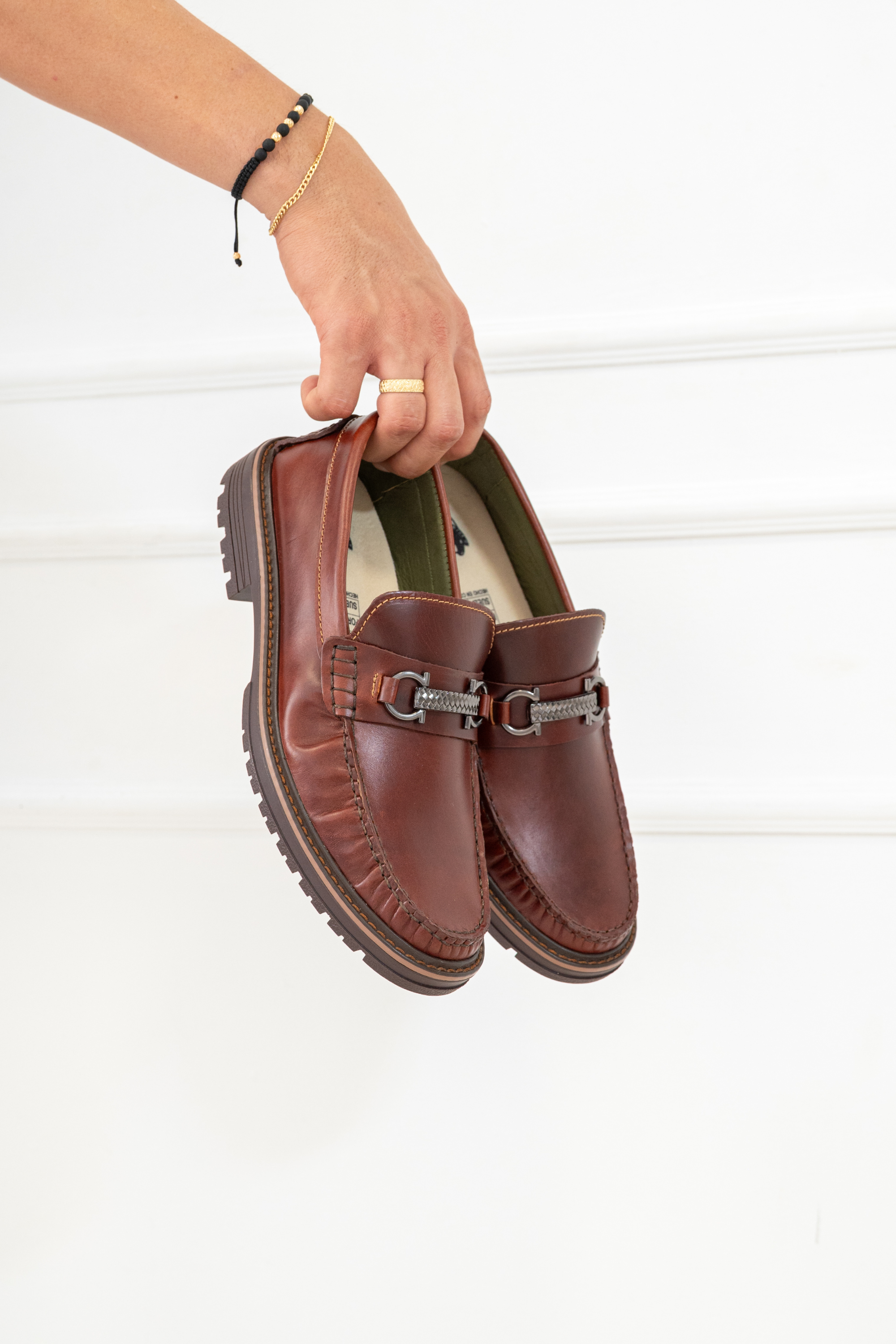 MEN’S TIAGO LOAFER IN COGNAC LEATHER WITH GREEN LINING – DARK SOLE | REF: 663