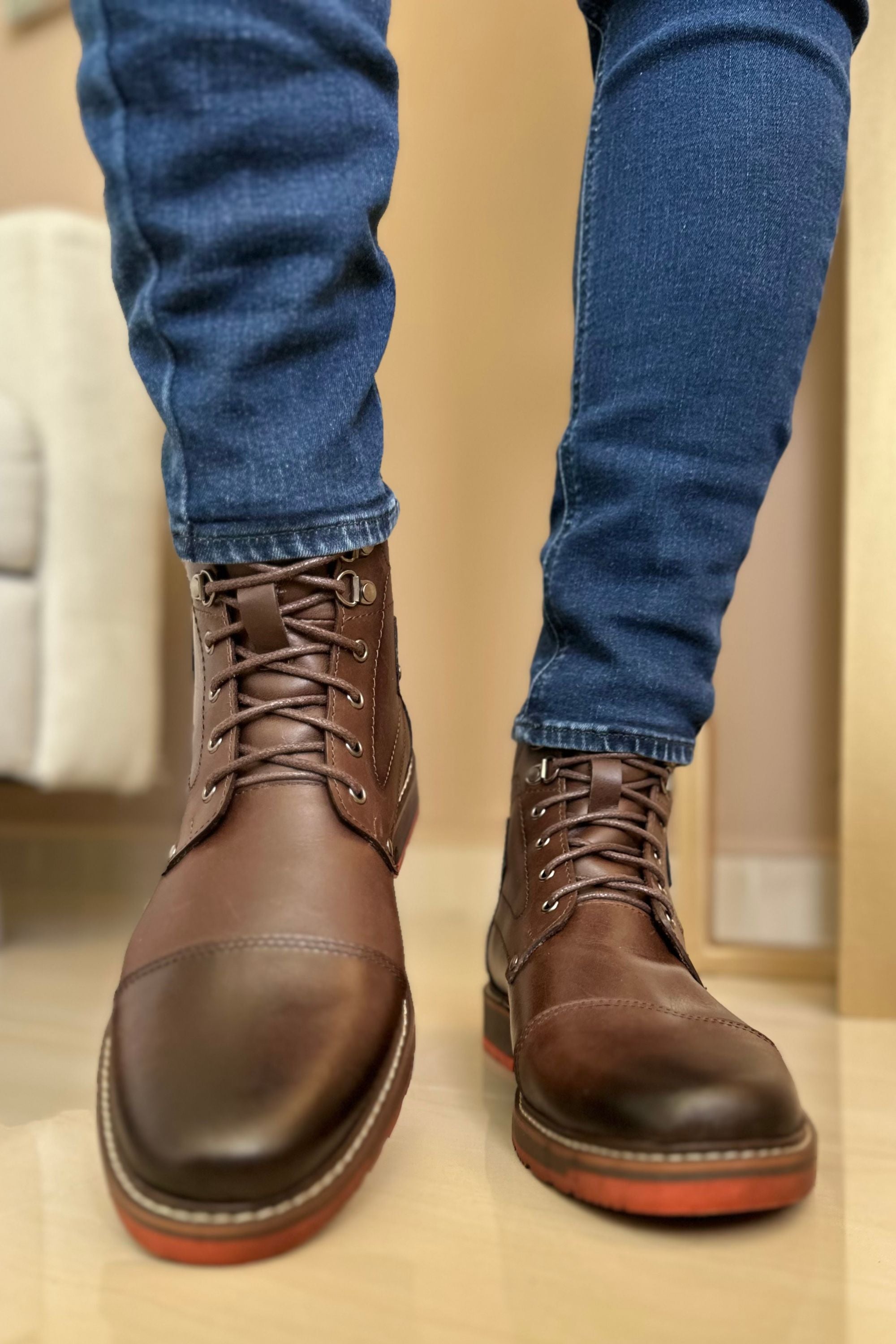 BOTAS PARA HOMBRE EN CUERO | SUNLAND CAFE X AZUL  REF:VALLE CAFE