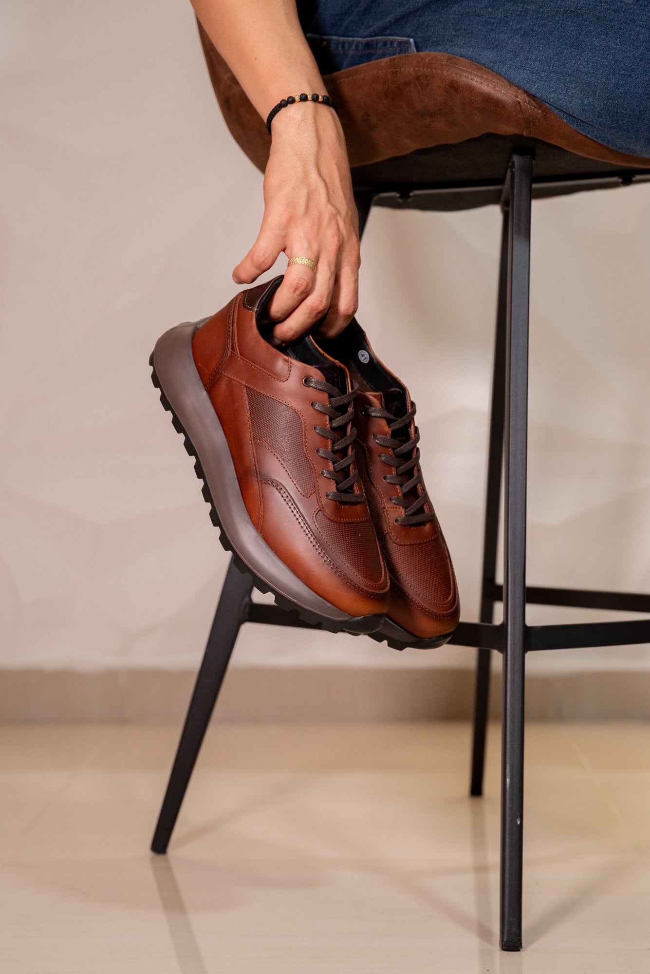 TENIS EN CUERO PARA HOMBRE COLOR COÑAC | REF: BRESCIA C 22
