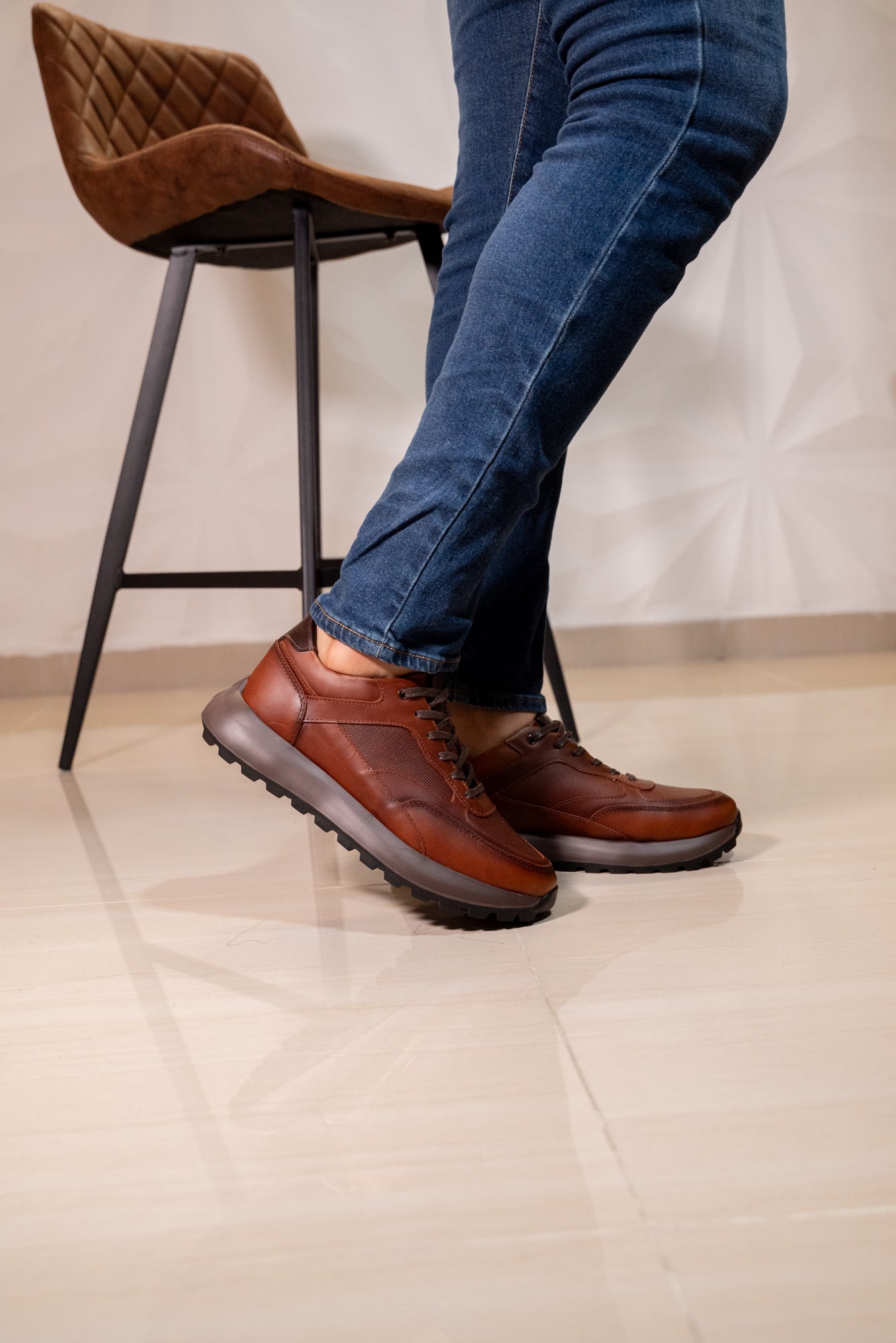 TENIS EN CUERO PARA HOMBRE COLOR COÑAC | REF: BRESCIA C 22