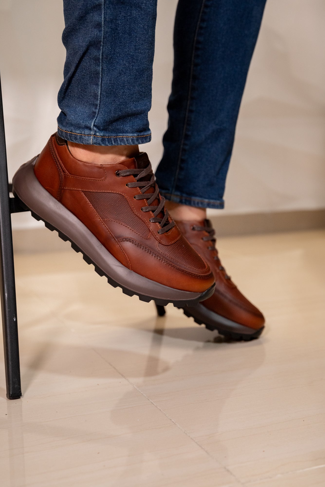TENIS EN CUERO PARA HOMBRE COLOR COÑAC | REF: BRESCIA C 22