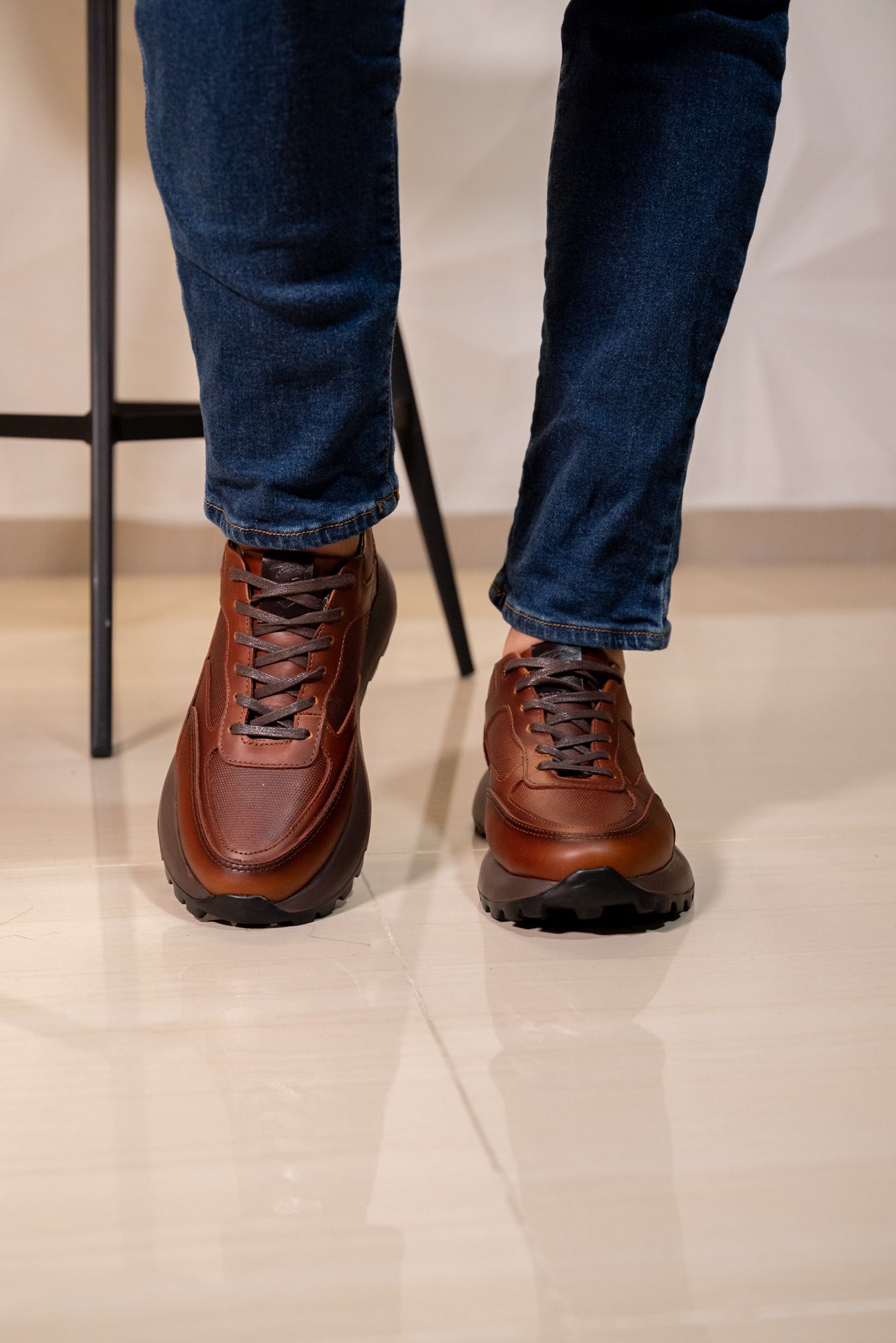 TENIS EN CUERO PARA HOMBRE COLOR COÑAC | REF: BRESCIA C 22