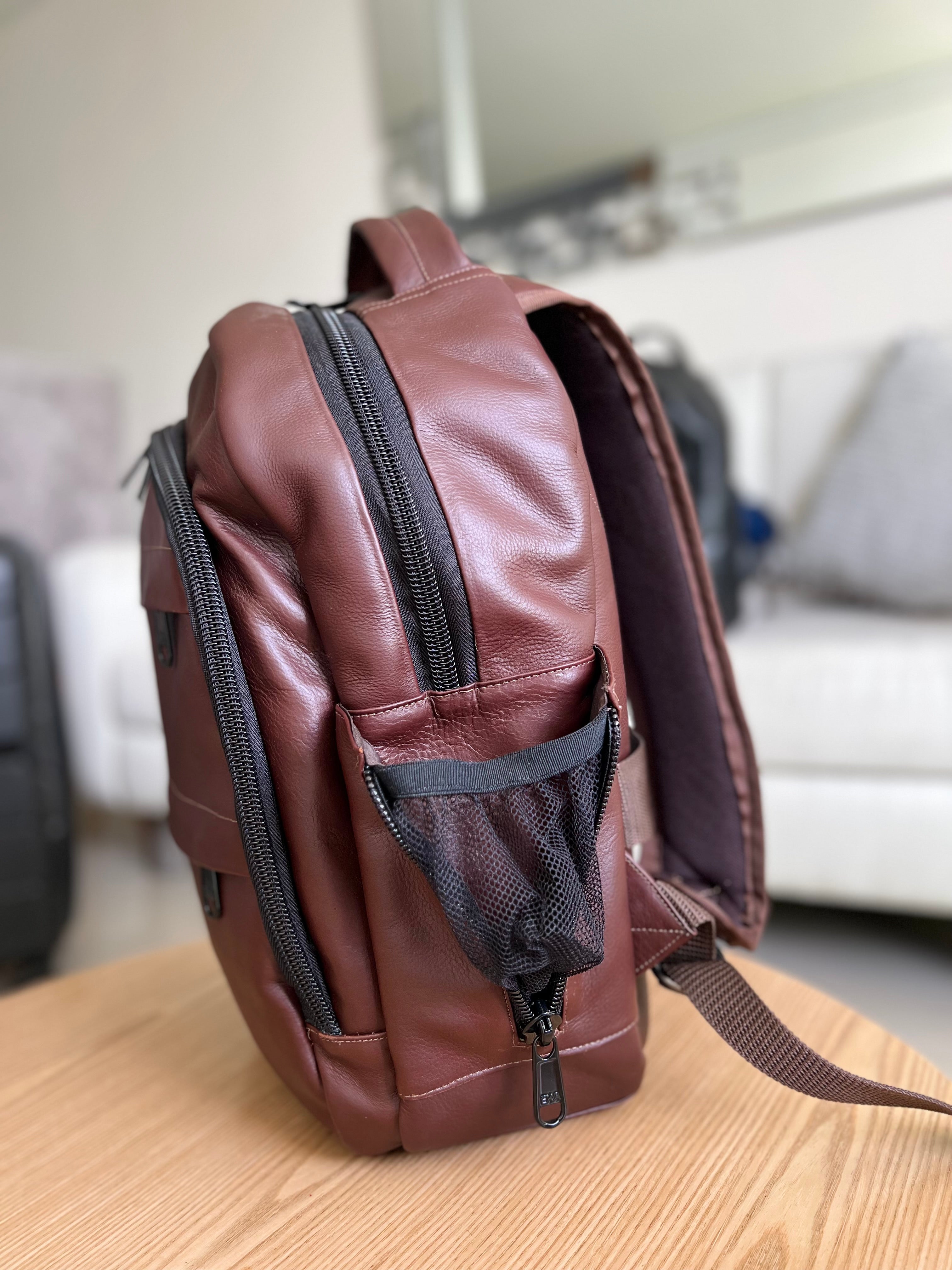 MIGUEL MULTIFUNCTIONAL BACKPACK IN BROWN LEATHER FOR MEN | LUXERO