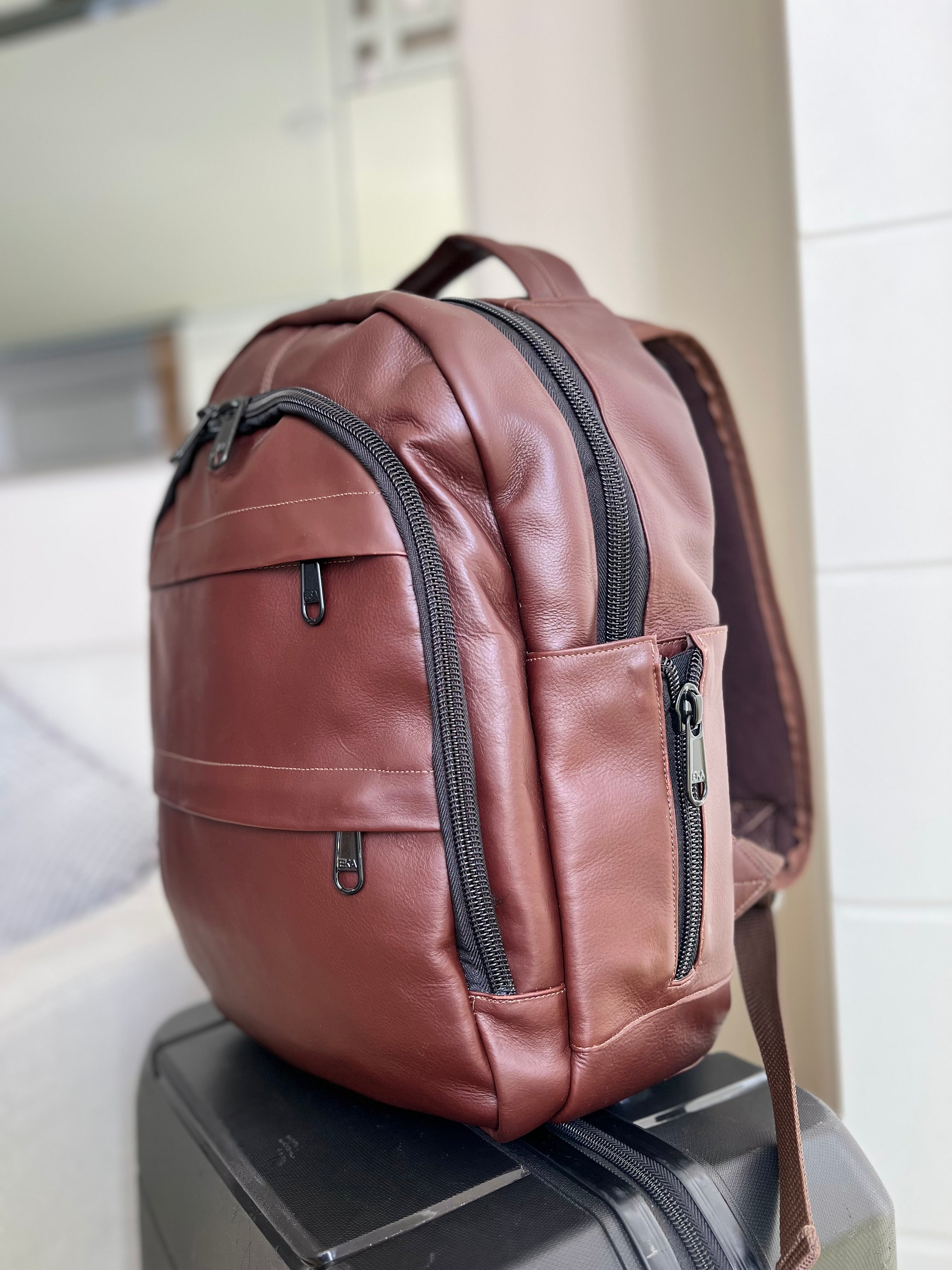 MIGUEL MULTIFUNCTIONAL BACKPACK IN BROWN LEATHER FOR MEN | LUXERO