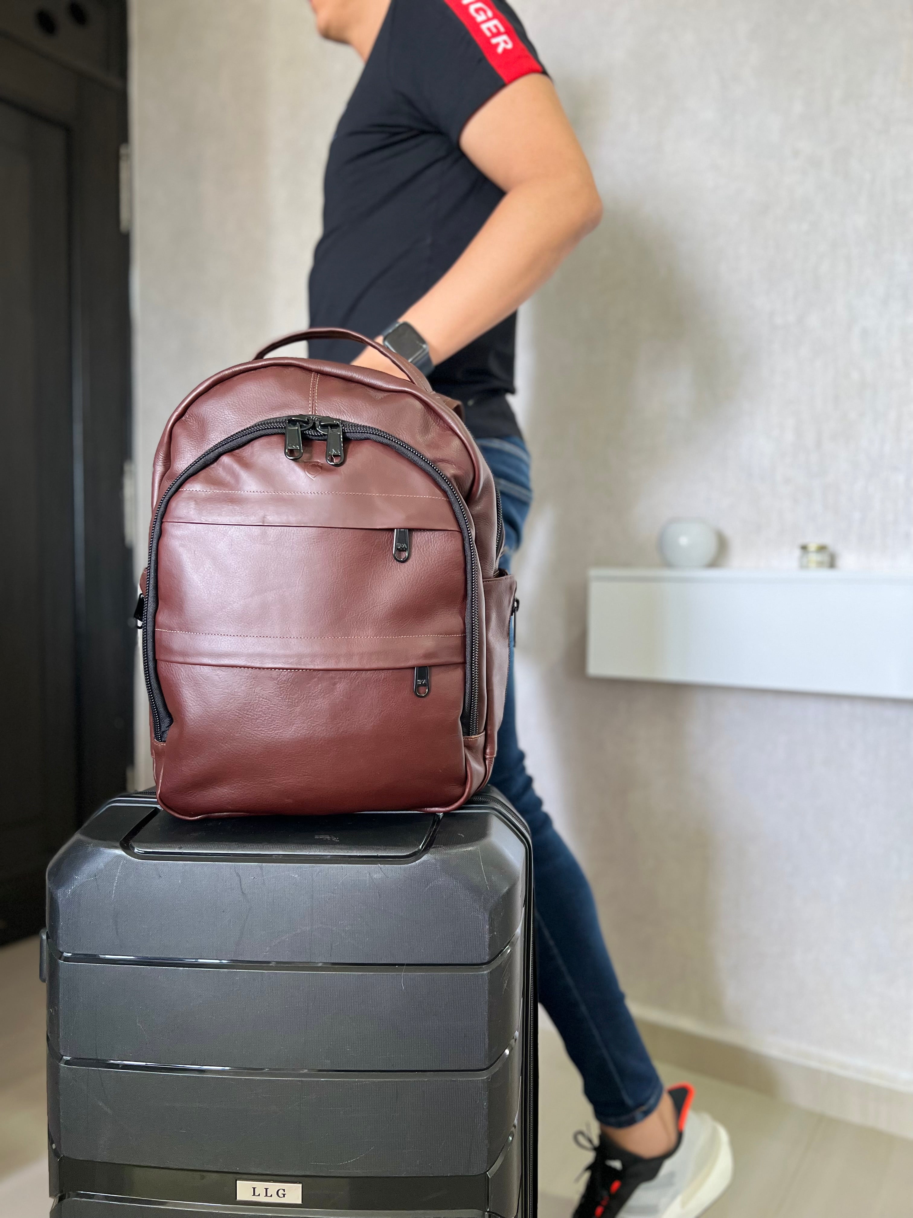 MIGUEL MULTIFUNCTIONAL BACKPACK IN BROWN LEATHER FOR MEN | LUXERO