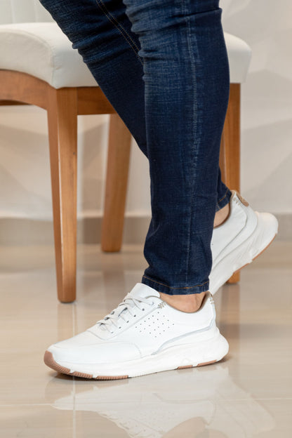 TENIS EN CUERO PARA HOMBRE EN CUERO BLANCO | REF: BUGALA CLSS