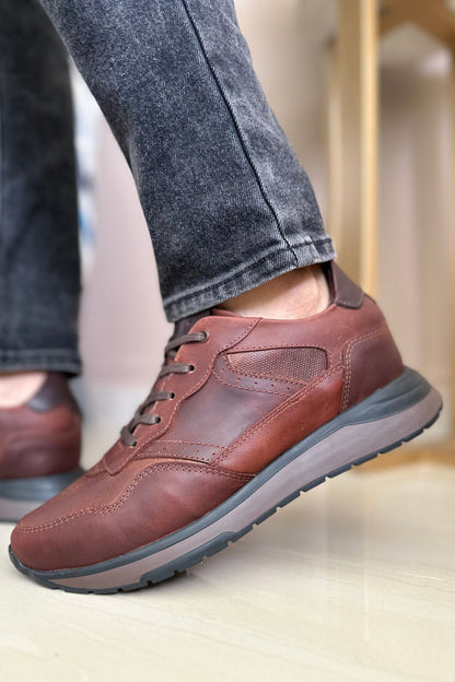 TENIS EN CUERO ENCERADO PARA HOMBRE COLOR COÑAC  | REF: DUBLIN B99