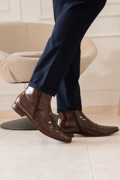 MEN’S ELEGANT ANKLE BOOT IN BROWN LEATHER | REF: TRIUMBI 6083