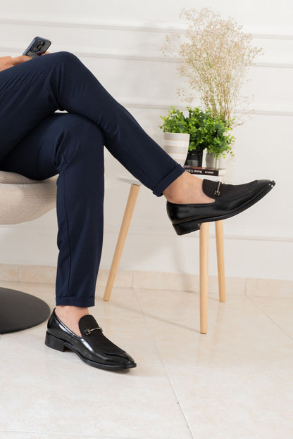 MEN’S BLACK LEATHER LOAFER WITH METAL BIT | REF: 2343 FLORENCIA