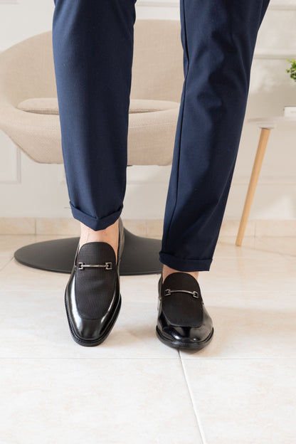 MEN’S BLACK LEATHER LOAFER WITH METAL BIT | REF: 2343 FLORENCIA