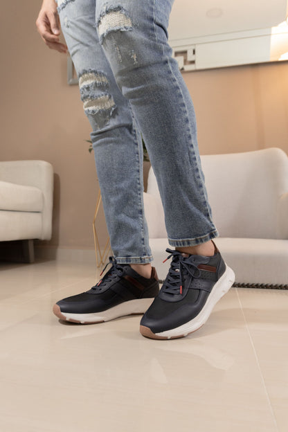TENIS EN CUERO AZUL | REF: JAMES 6311