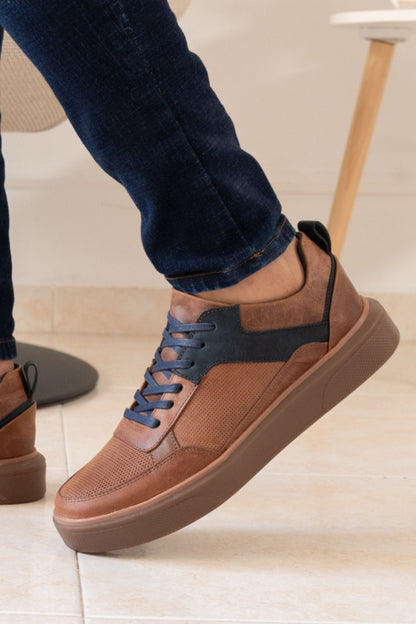 TENIS EN CUERO CAFE PARA HOMBRE REF: 3218 GEMS