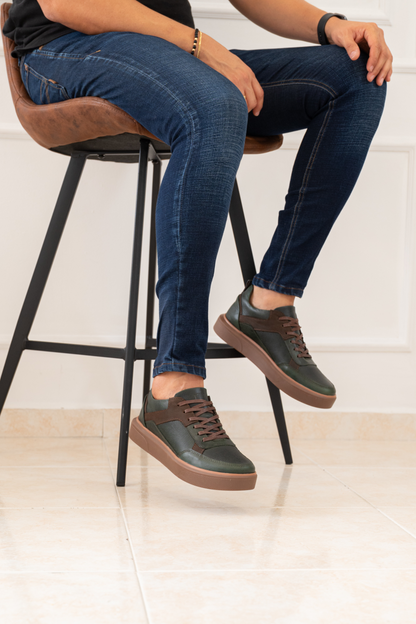 TENIS EN CUERO VERDE PARA HOMBRE REF: 3218 GEMS