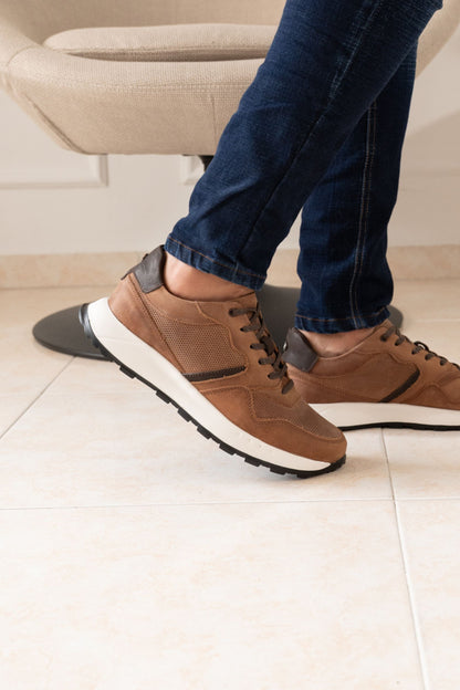 TENIS EN CUERO CREMA PARA HOMBRE REF: 3211 VENECIA