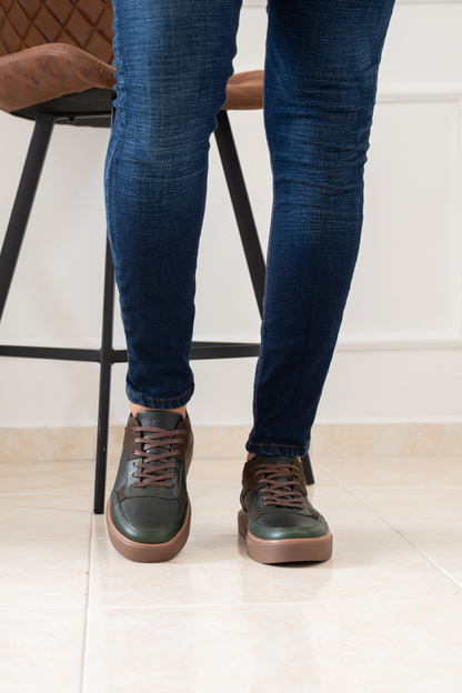 TENIS EN CUERO VERDE PARA HOMBRE REF: 3218 GEMS