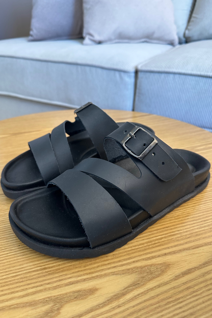 SANDALIA EN CUERO PARA HOMBRE COLOR NEGRO REF: 58 EVORA