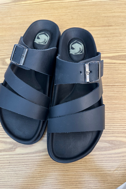 SANDALIA EN CUERO PARA HOMBRE COLOR NEGRO REF: 58 EVORA