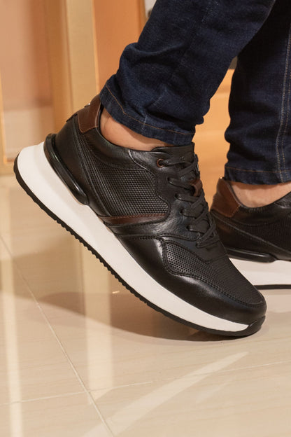 TENIS CUERO NEGRO PARA HOMBRE REF: 3211 VENECIA