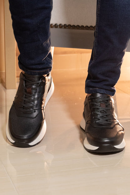 TENIS CUERO NEGRO PARA HOMBRE REF: 3211 VENECIA