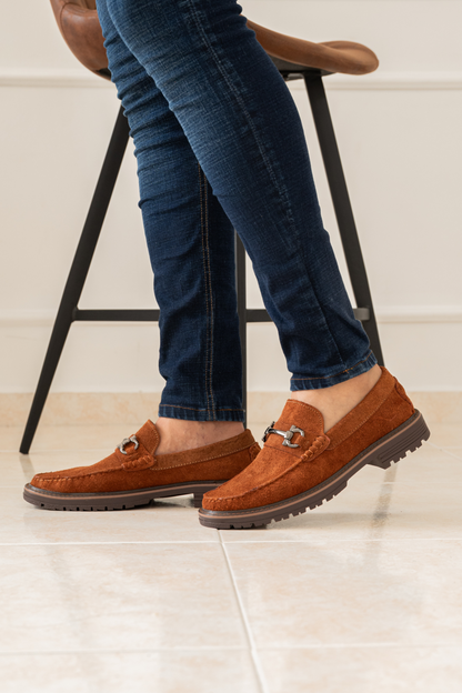 MEN’S TIAGO LOAFER IN HONEY SUEDE WITH RED LINING | REF: 663