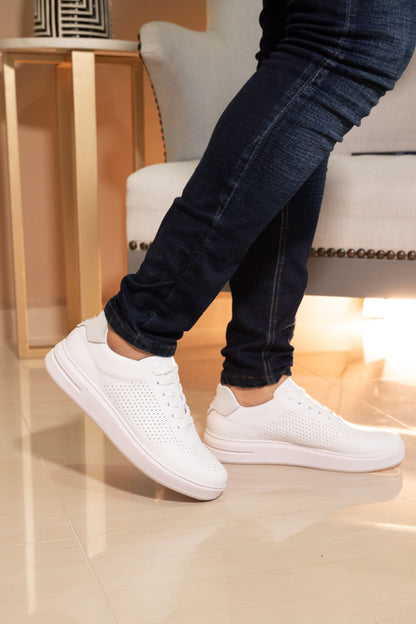 TENIS PARA HOMBRE EN CUERO BLANCO REF: LUCCA 3202