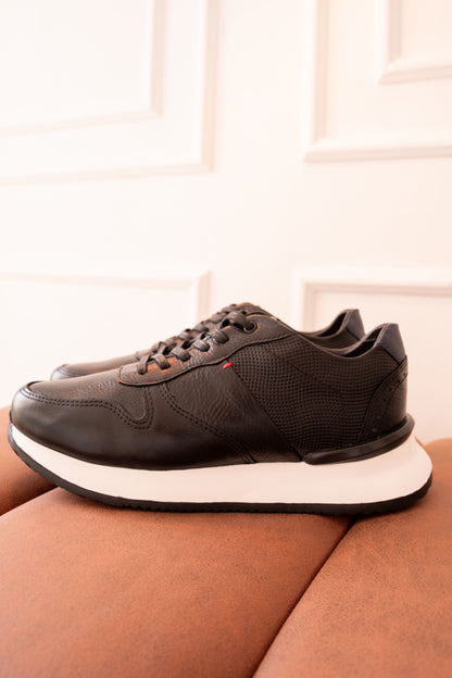 TENIS EN CUERO PARA HOMBRE COLOR NEGRO REF: LISBOA D 15