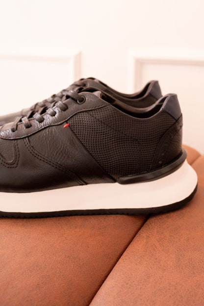 TENIS EN CUERO PARA HOMBRE COLOR NEGRO REF: LISBOA D 15