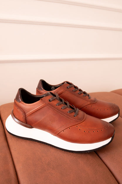 TENIS EN CUERO PARA HOMBRE COLOR MIEL DIFUMINADO REF: D 16 AMSTERDAM