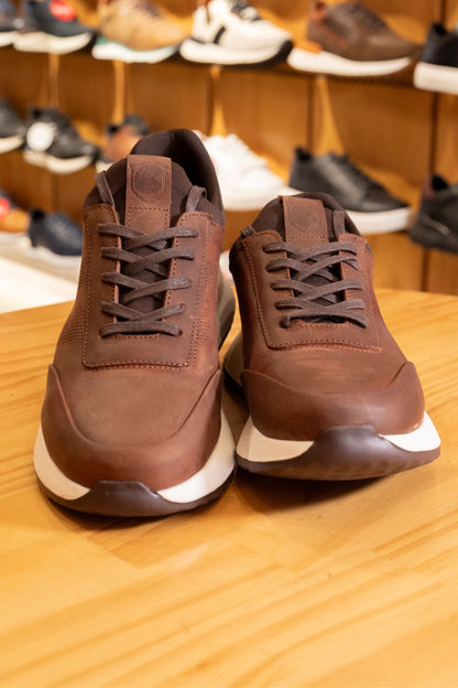 TENIS EN CUERO MIEL ENCERADO PARA HOMBRE REF: FERRARA 3216