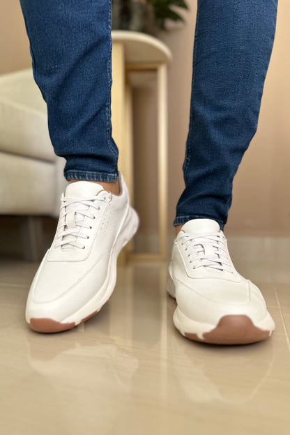 TENIS EN CUERO PARA HOMBRE EN CUERO BLANCO | REF: BUGALA CLSS