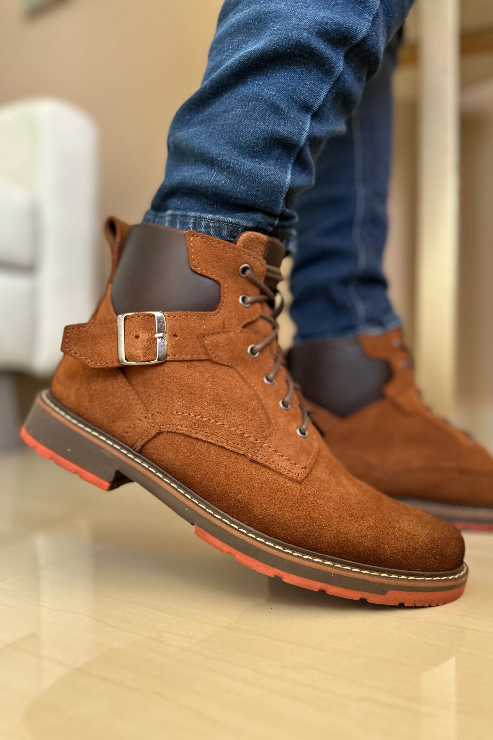 BOTAS PARA  HOMBRE EN CUERO CARNAZA  / DAVIDSON  MIEL FOGEADO REF: SORA MELCOCHA