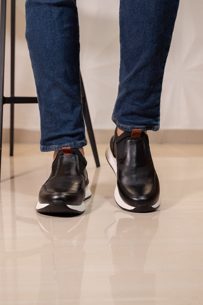 TENIS EN CUERO NEGRO PARA HOMBRE | REF: PERUGIA 3201