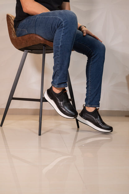 TENIS EN CUERO NEGRO PARA HOMBRE | REF: PERUGIA 3201