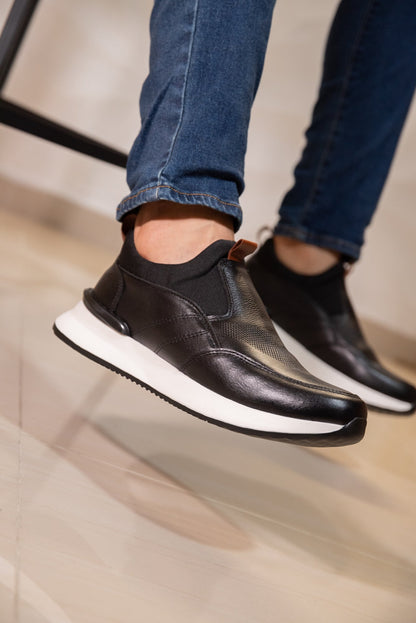 TENIS EN CUERO NEGRO PARA HOMBRE | REF: PERUGIA 3201