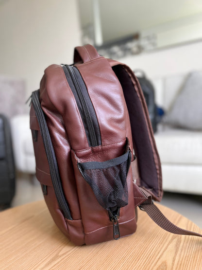 MIGUEL MULTIFUNCTIONAL BACKPACK IN BROWN LEATHER FOR MEN | LUXERO